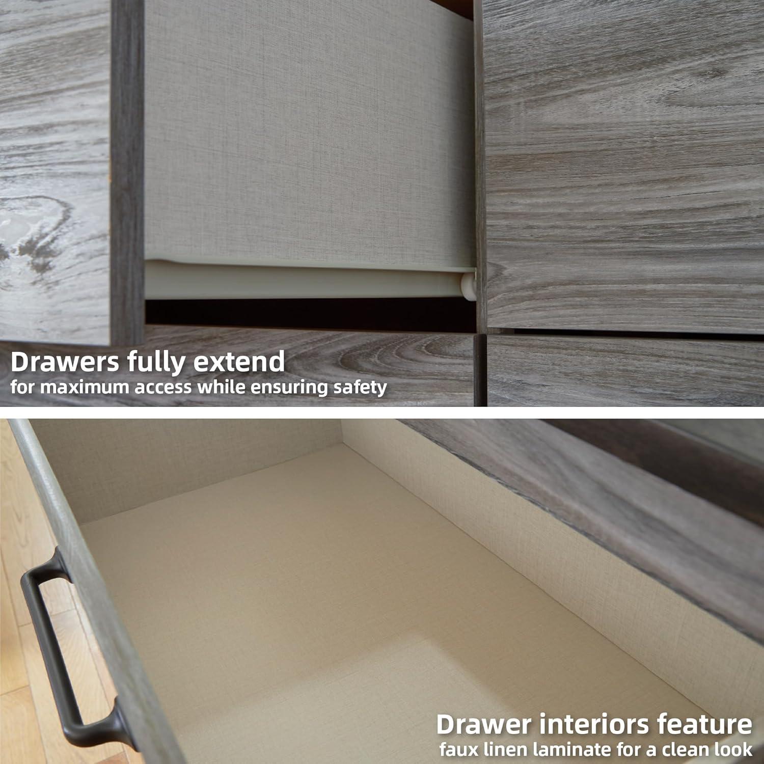 imageSignature Design by Ashley Bronyan Contemporary SmoothGliding 6Drawer Dresser and Mirror with Safety Stop GrayDark Gray