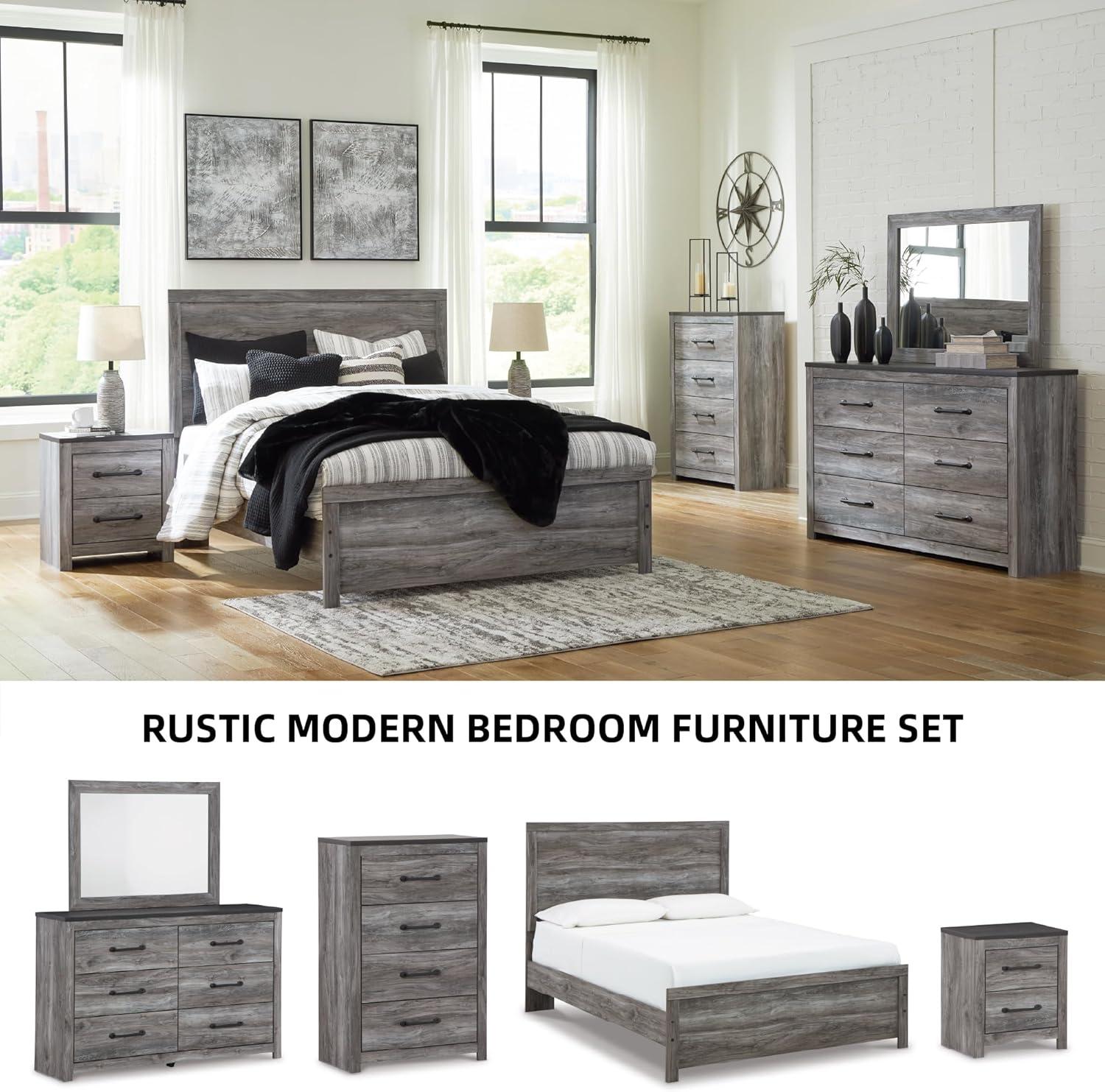 imageSignature Design by Ashley Bronyan Contemporary SmoothGliding 6Drawer Dresser and Mirror with Safety Stop GrayDark Gray