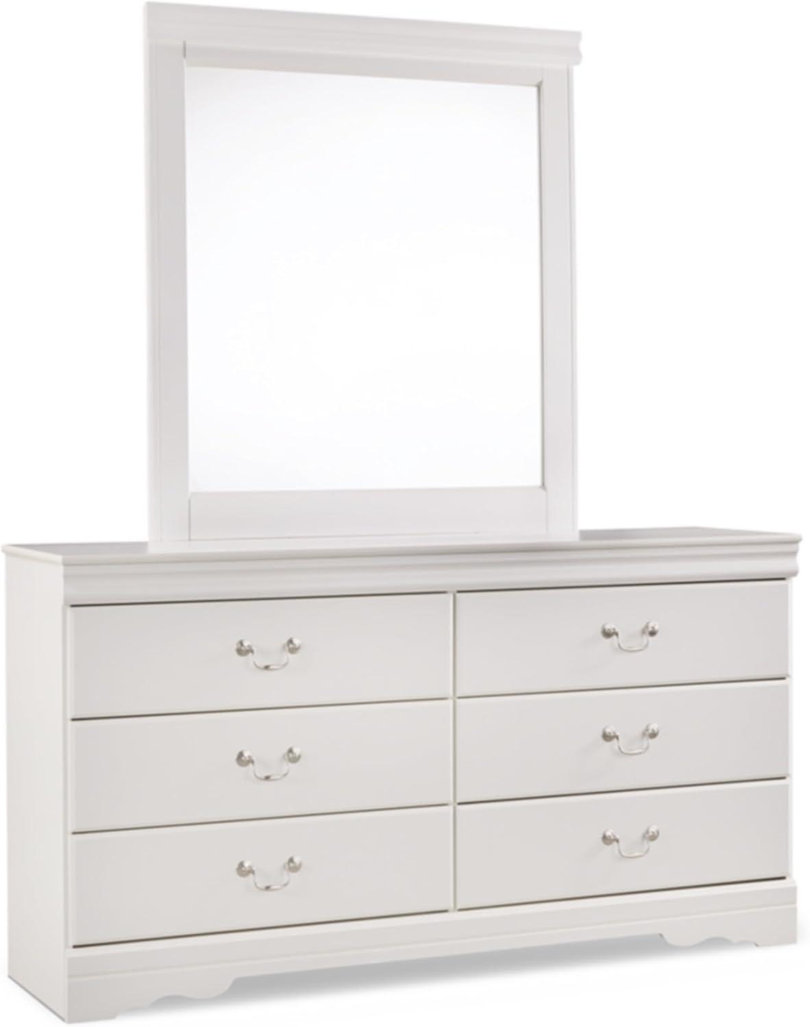 imageSignature Design by Ashley Bronyan Contemporary SmoothGliding 6Drawer Dresser and Mirror with Safety Stop GrayWhite