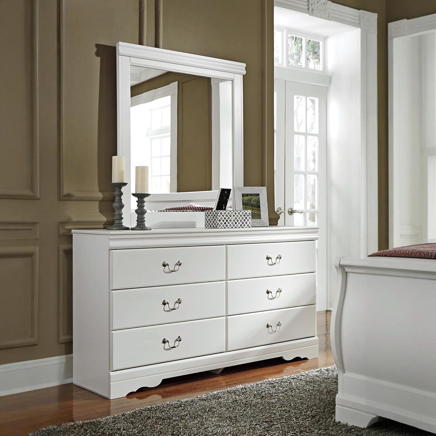 imageSignature Design by Ashley Bronyan Contemporary SmoothGliding 6Drawer Dresser and Mirror with Safety Stop GrayWhite