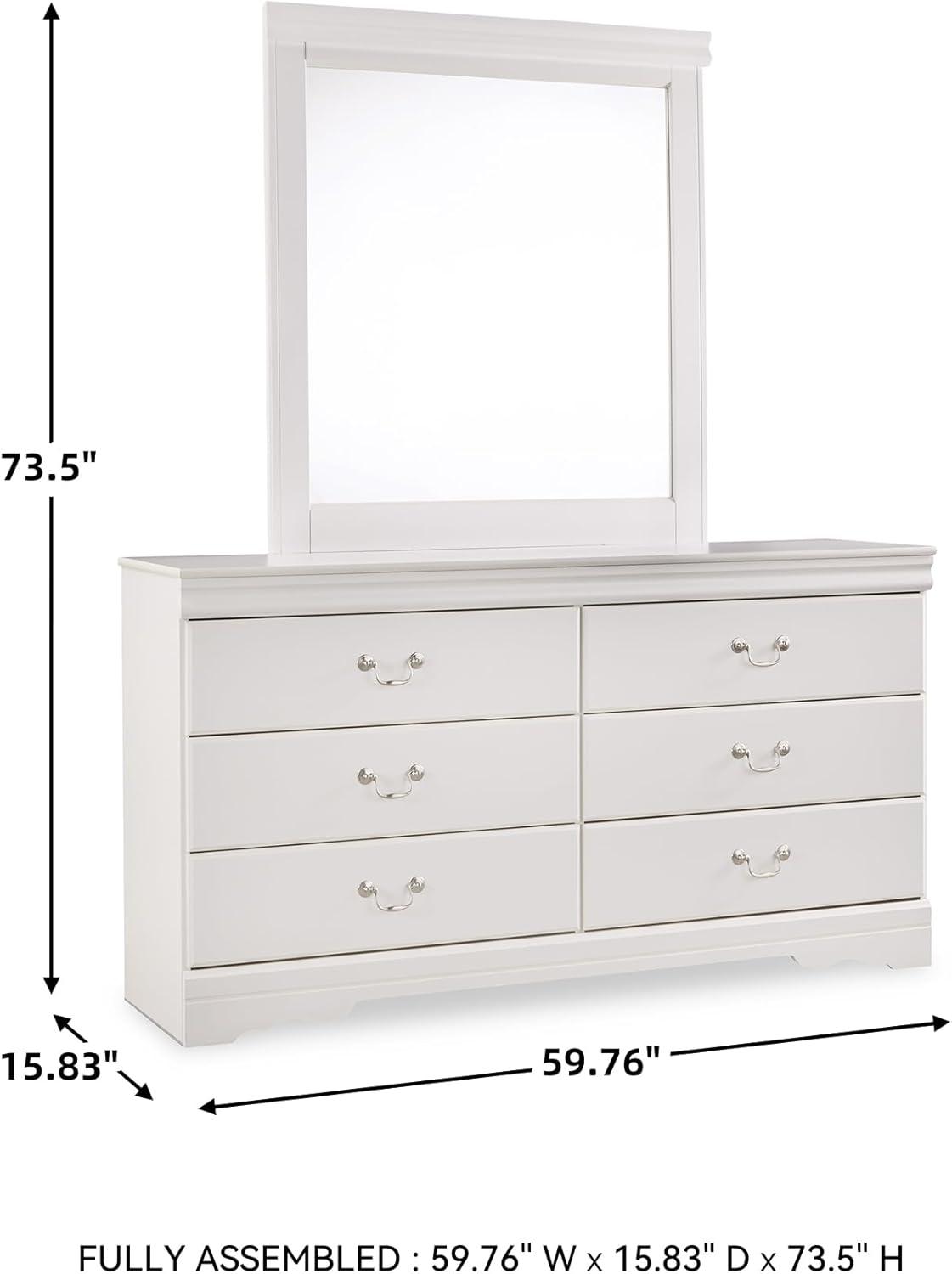 imageSignature Design by Ashley Bronyan Contemporary SmoothGliding 6Drawer Dresser and Mirror with Safety Stop GrayWhite