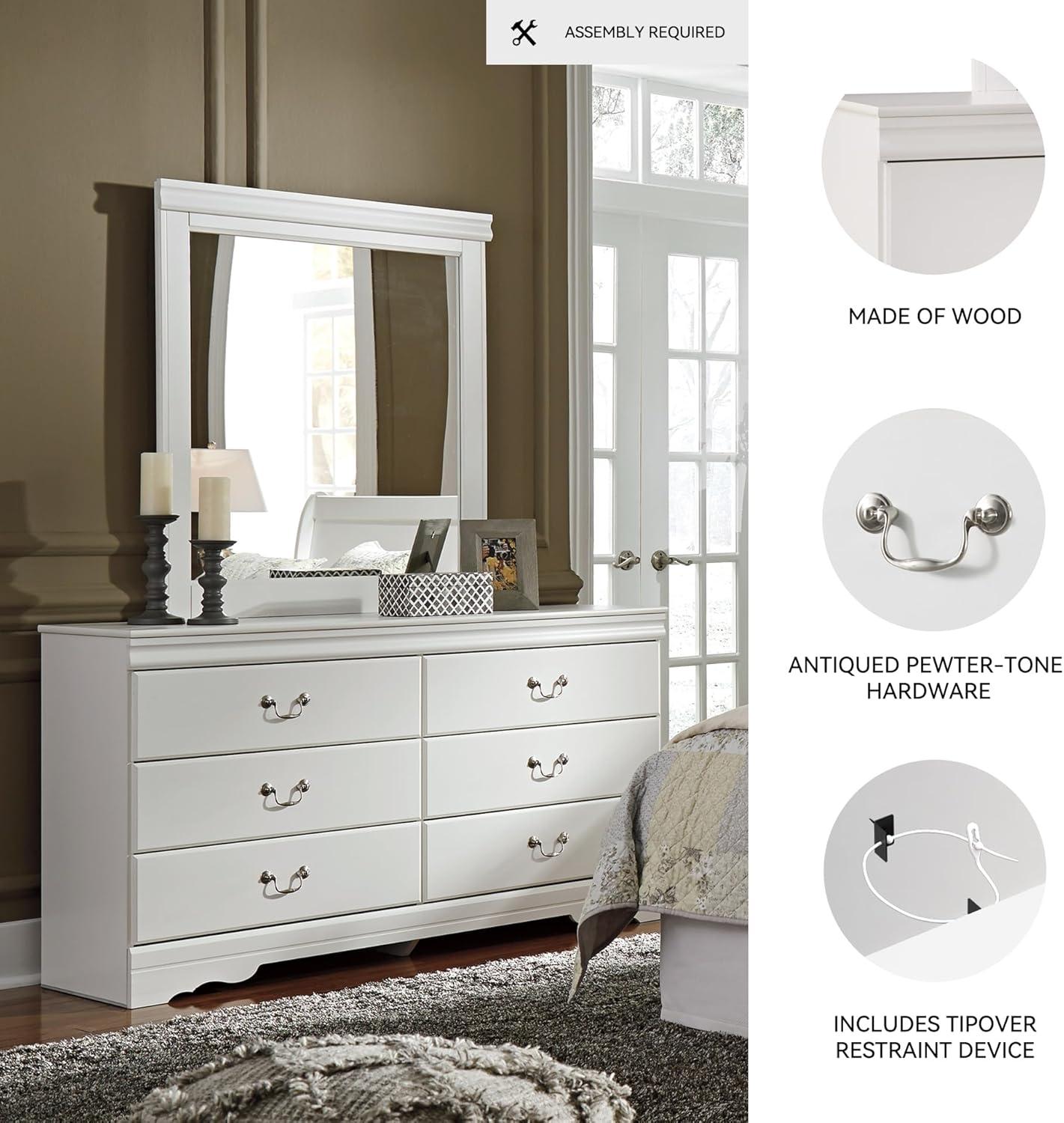 imageSignature Design by Ashley Bronyan Contemporary SmoothGliding 6Drawer Dresser and Mirror with Safety Stop GrayWhite