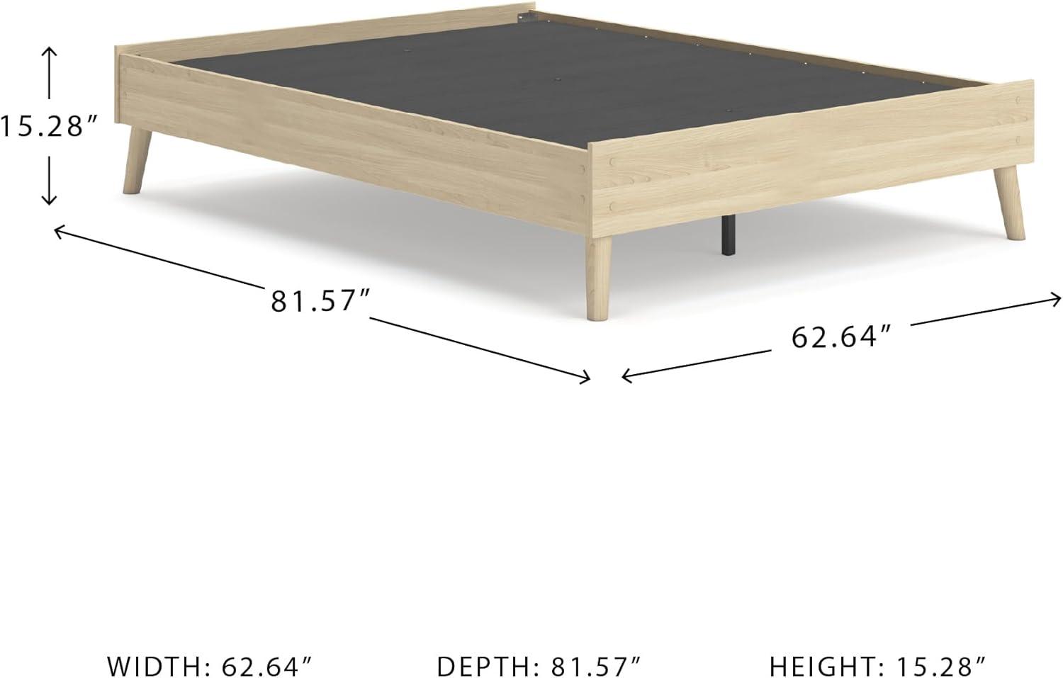 imageSignature Design by Ashley Cabinella Vintage Queen Platform Bed with Metal Slats and Center Support Legs Wood Foundation or Box Spring Not Needed Light BrownLight Brown
