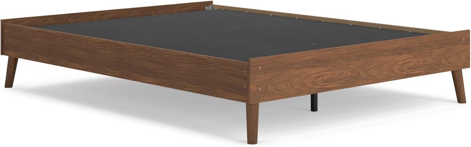 imageSignature Design by Ashley Cabinella Vintage Queen Platform Bed with Metal Slats and Center Support Legs Wood Foundation or Box Spring Not Needed Light BrownBrown