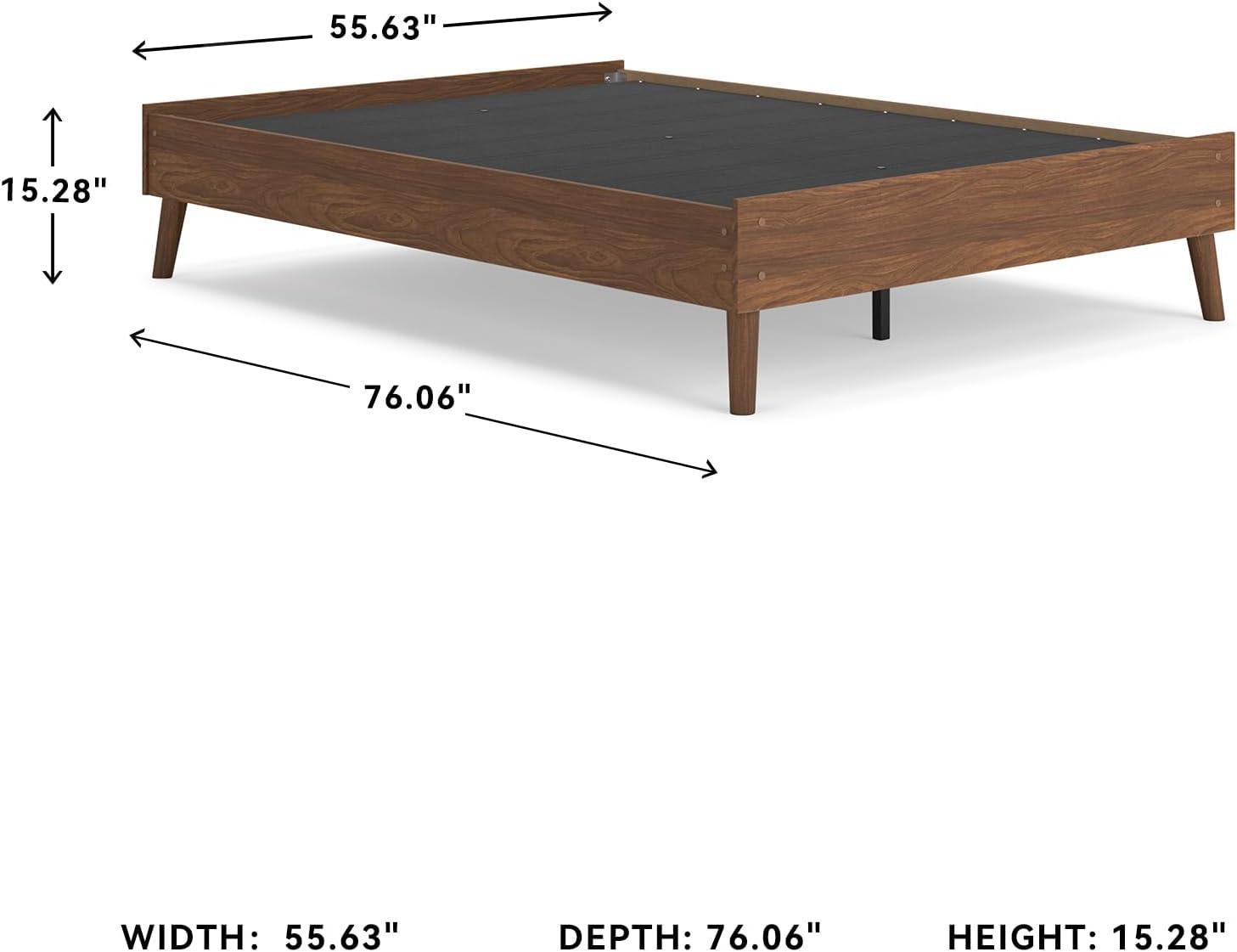 imageSignature Design by Ashley Cabinella Vintage Queen Platform Bed with Metal Slats and Center Support Legs Wood Foundation or Box Spring Not Needed Light BrownBrown