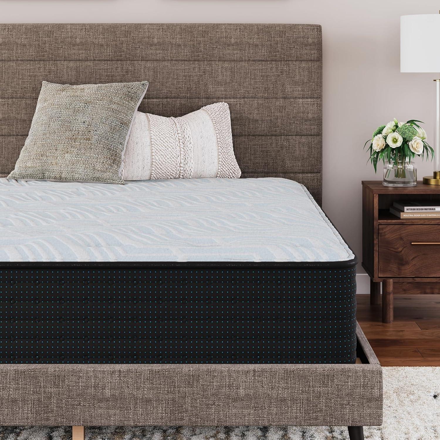 imageSignature Design by Ashley California King Size Palisades 14 Inch Firm Hybrid Mattress with Quick Response Gel Memory Foam Fiberglass Free Mattress In A BoxKing