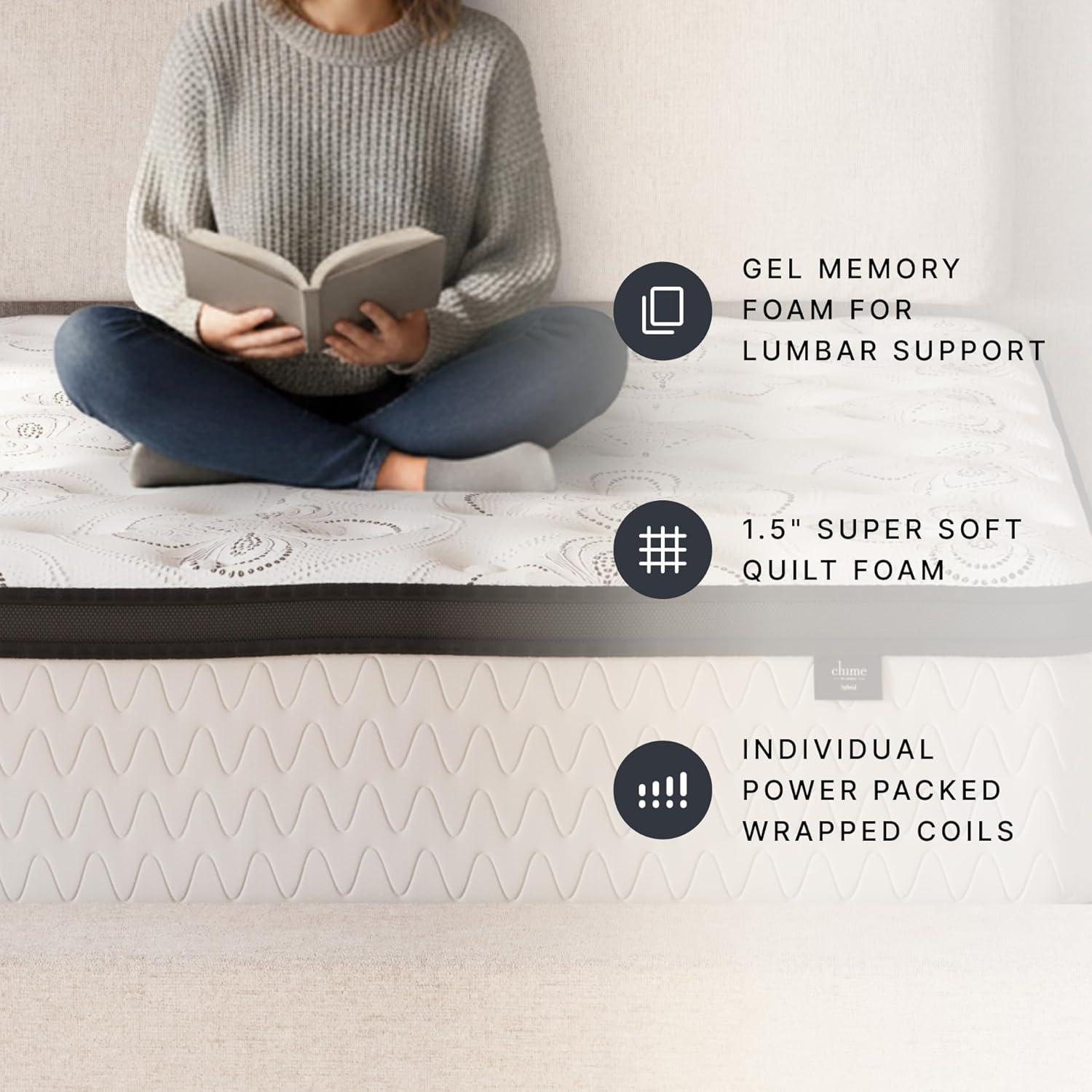 imageSignature Design by Ashley Chime Hybrid California King 12quot Mattress with Gel Memory Foam Medium Firm Pressure Relief Fiberglass Free Mattress in a BoxQueen