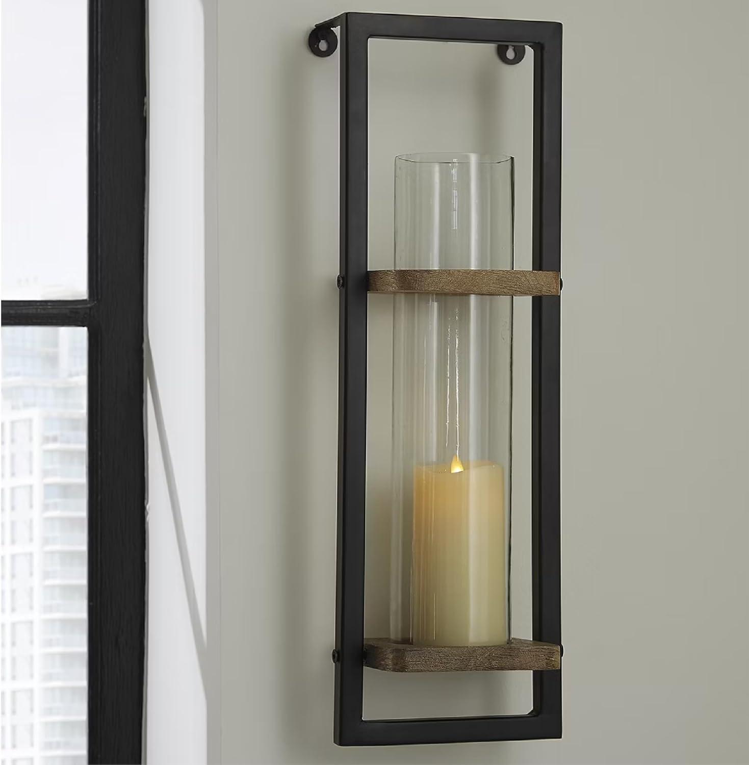 imageSignature Design by Ashley Colburn Rustic Wall Sconce with Candle Holder Black