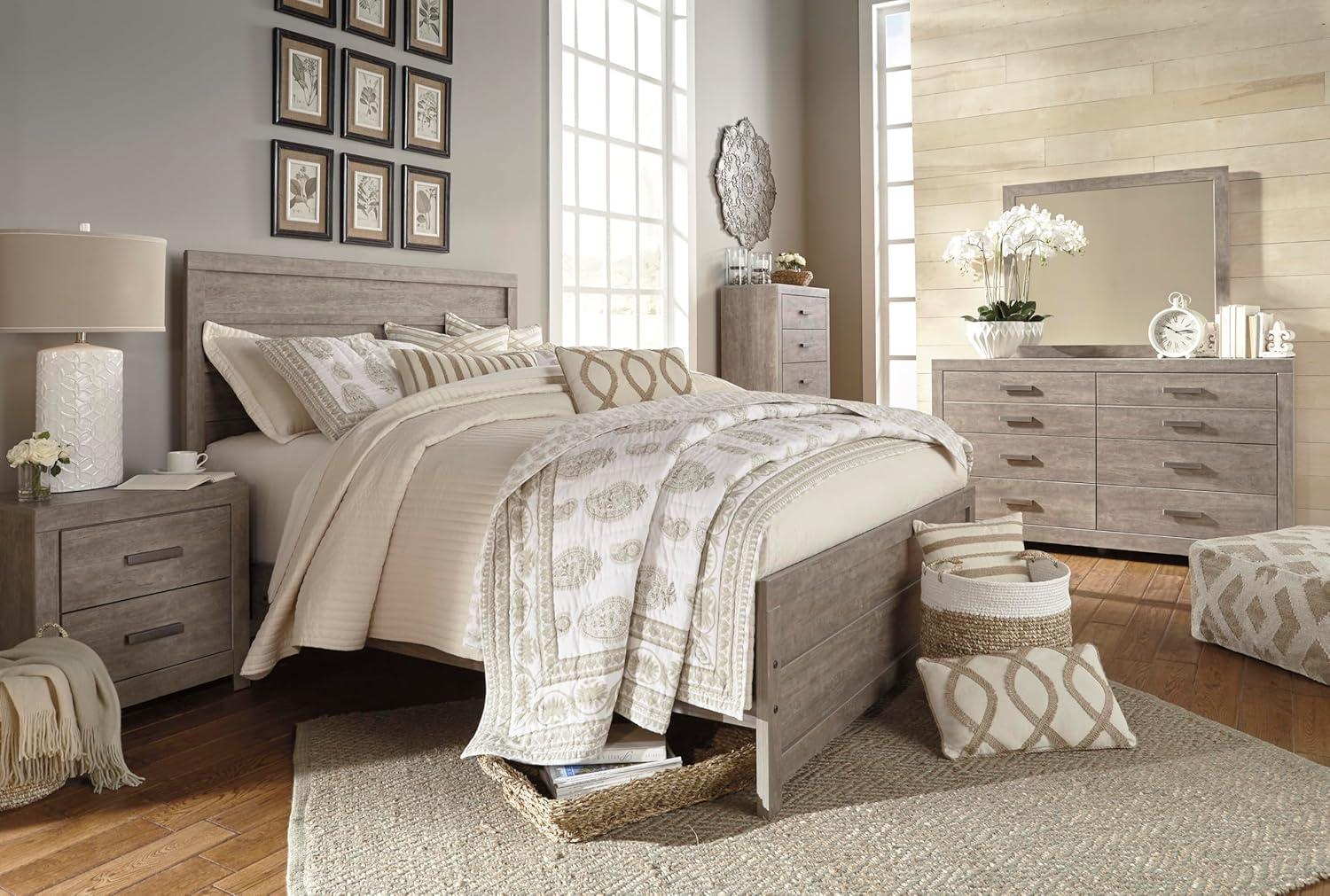 imageSignature Design by Ashley Culverbach Casual King Panel Bed with Metal Slats Foundation or Box Spring Needed Gray5 Drawer Chest