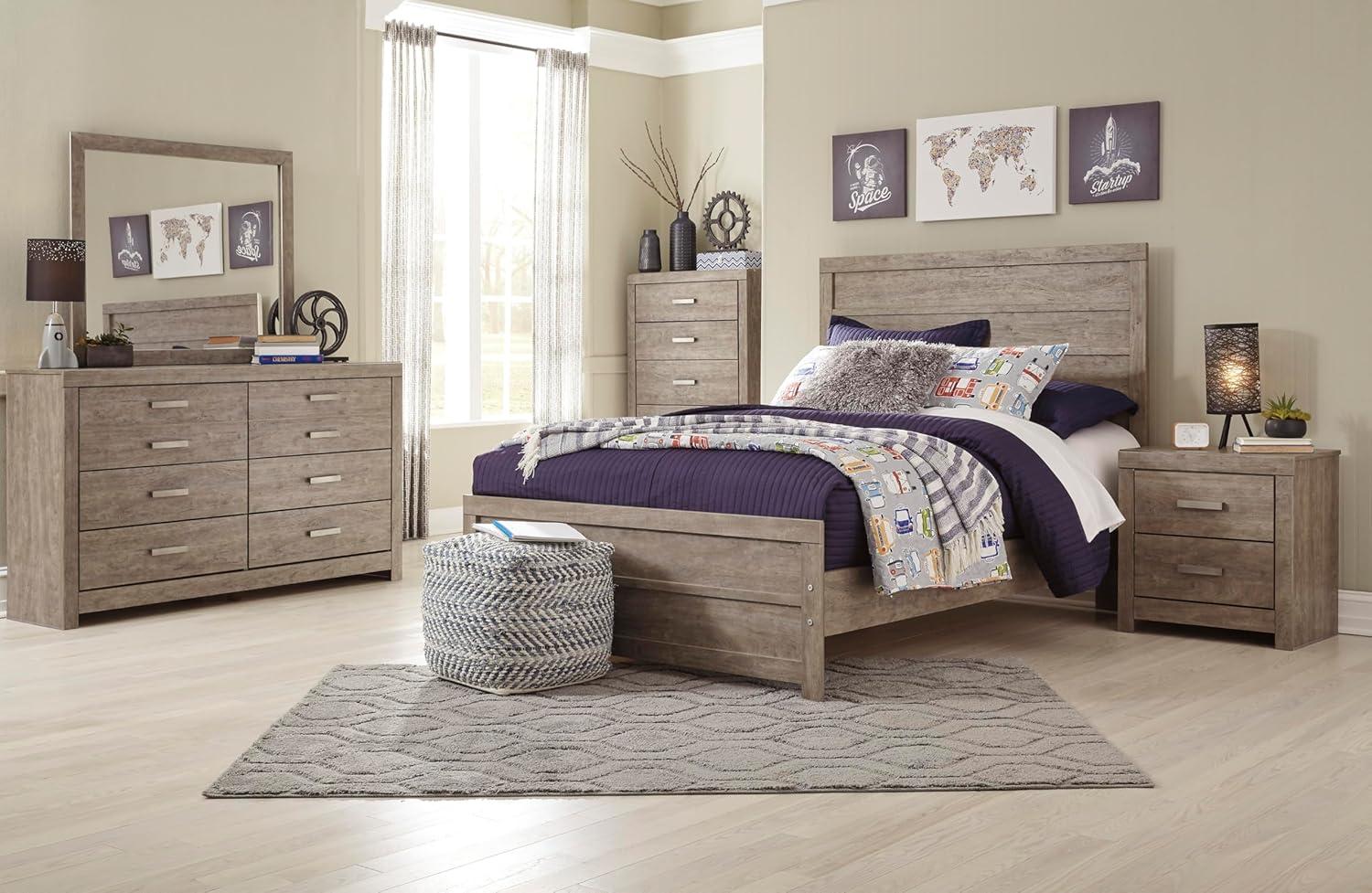 imageSignature Design by Ashley Culverbach Casual King Panel Bed with Metal Slats Foundation or Box Spring Needed Gray5 Drawer Chest