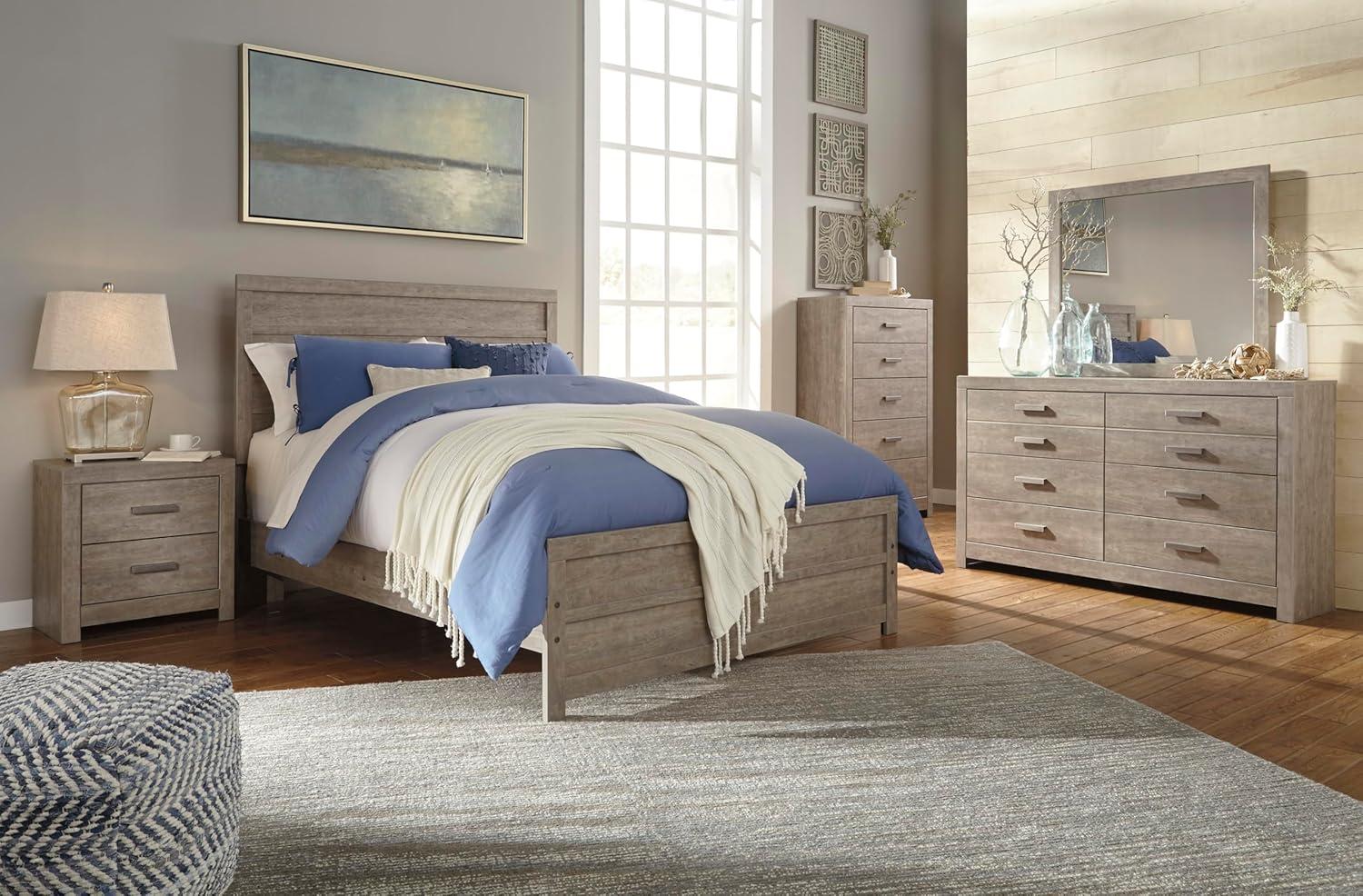 imageSignature Design by Ashley Culverbach Casual King Panel Bed with Metal Slats Foundation or Box Spring Needed Gray5 Drawer Chest