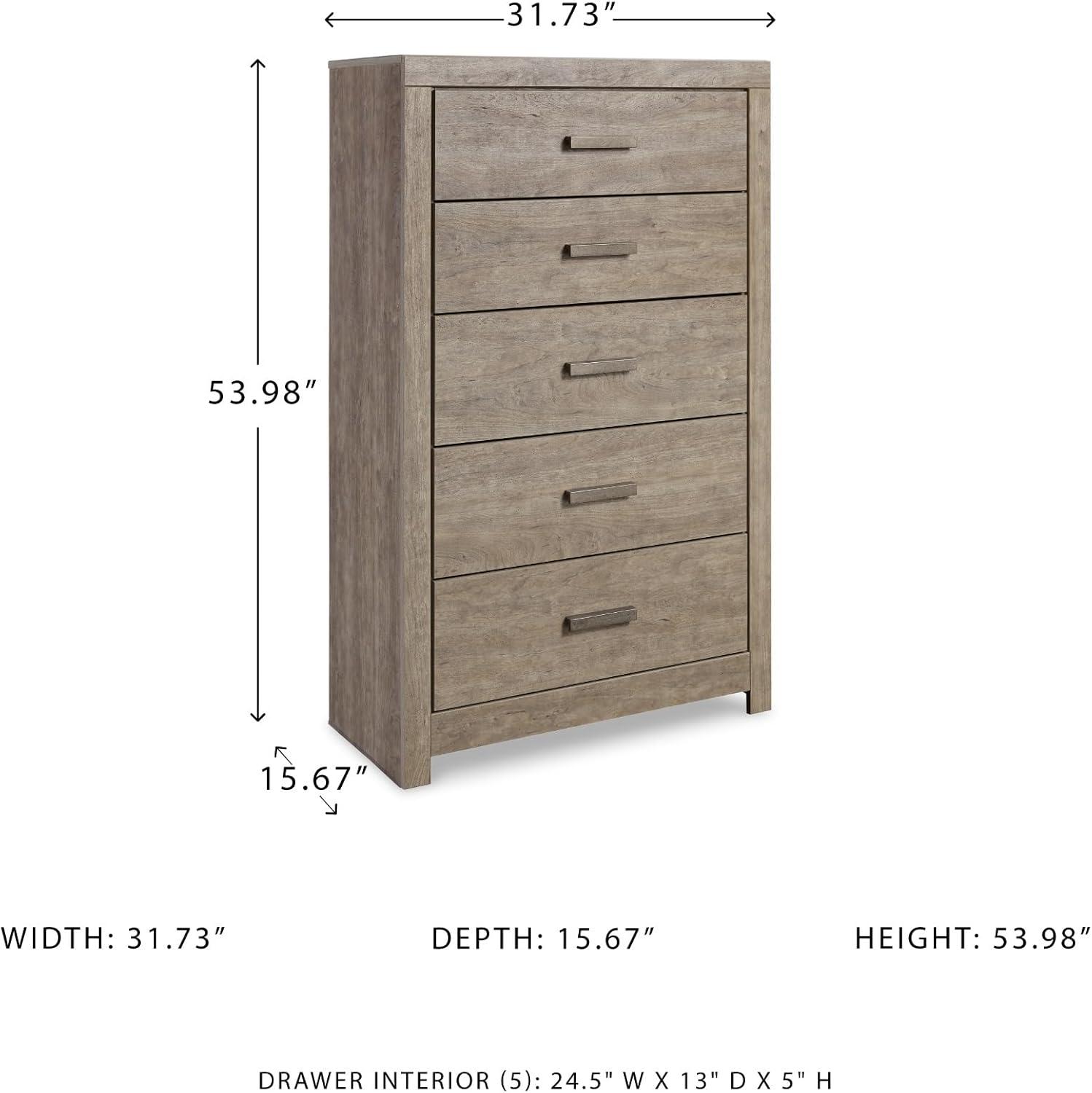 imageSignature Design by Ashley Culverbach Casual King Panel Bed with Metal Slats Foundation or Box Spring Needed Gray5 Drawer Chest