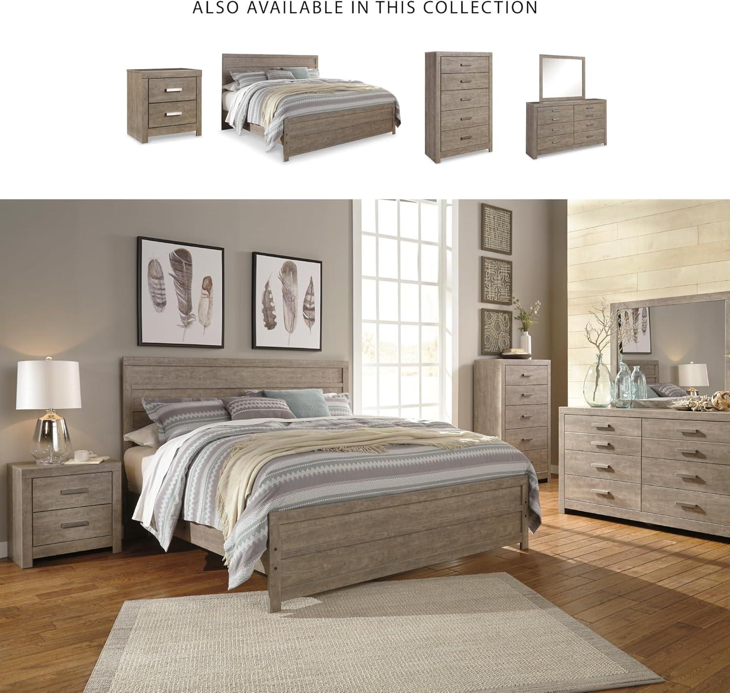 imageSignature Design by Ashley Culverbach Casual King Panel Bed with Metal Slats Foundation or Box Spring Needed Gray5 Drawer Chest