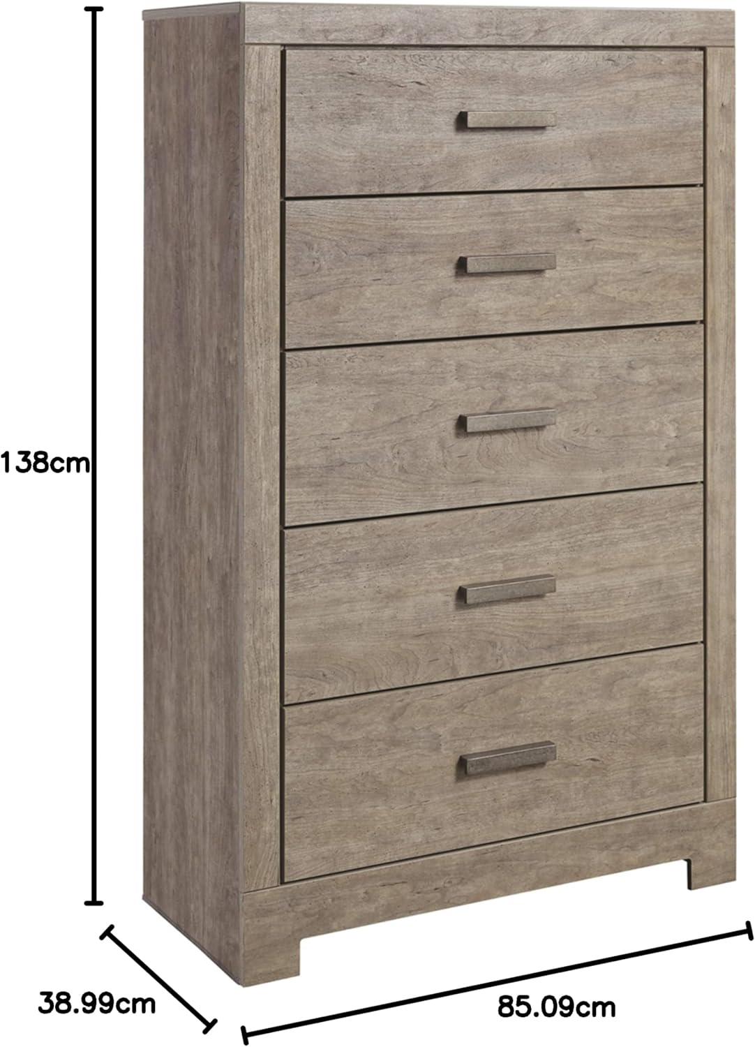 imageSignature Design by Ashley Culverbach Casual King Panel Bed with Metal Slats Foundation or Box Spring Needed Gray5 Drawer Chest
