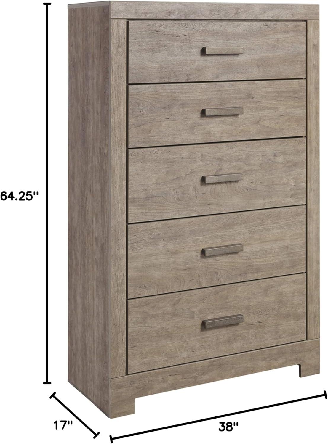 imageSignature Design by Ashley Culverbach Casual King Panel Bed with Metal Slats Foundation or Box Spring Needed Gray5 Drawer Chest