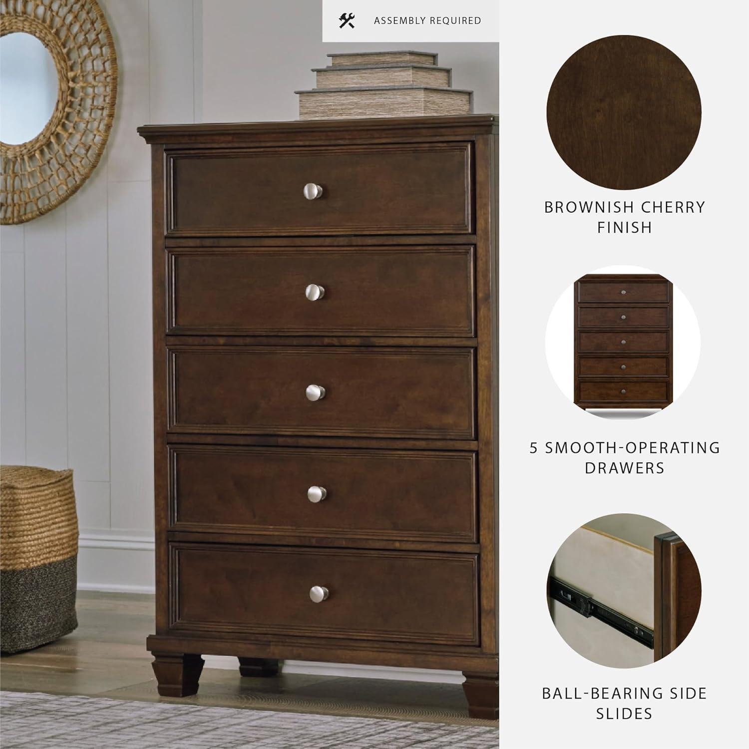 imageSignature Design by Ashley Danabrin Traditional 5 Drawer Chest for Bedroom Dark BrownDark Brown