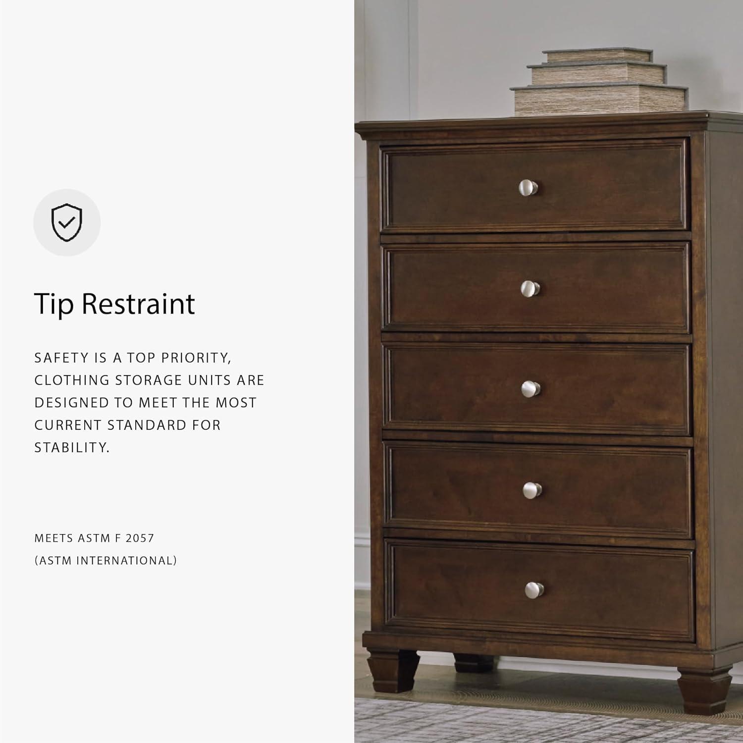 imageSignature Design by Ashley Danabrin Traditional 5 Drawer Chest for Bedroom Dark BrownDark Brown