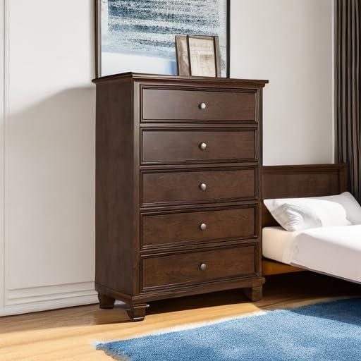 imageSignature Design by Ashley Danabrin Traditional 5 Drawer Chest for Bedroom Dark BrownDark Brown