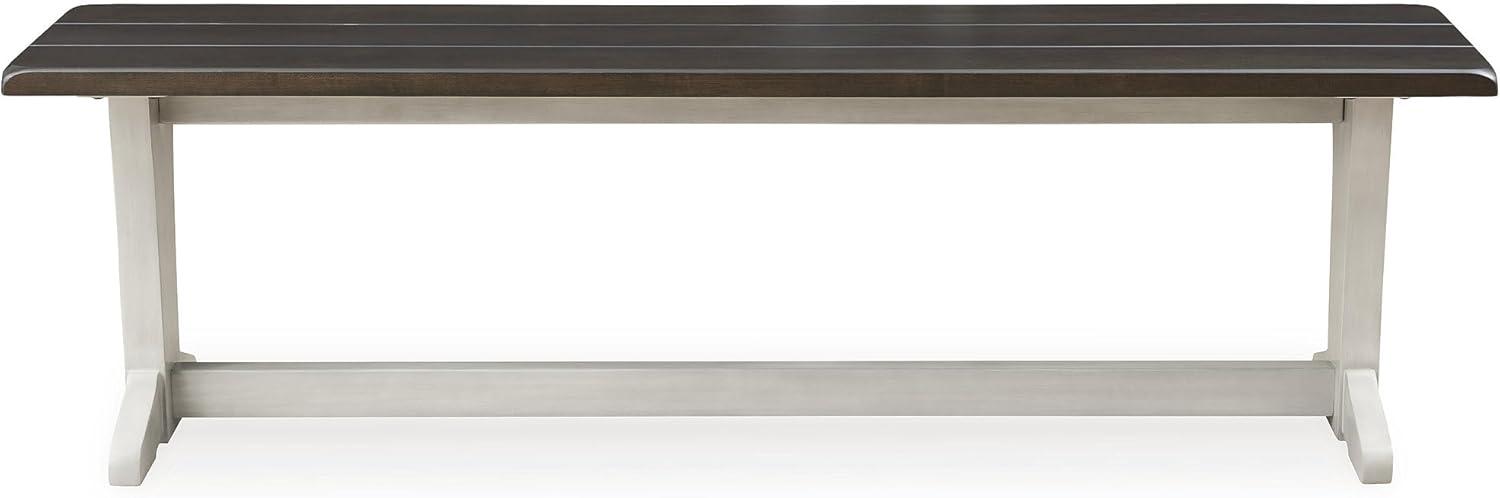 imageSignature Design by Ashley Darborn Farmhouse 62quot Dining Bench Light Gray ampamp Dark Brown