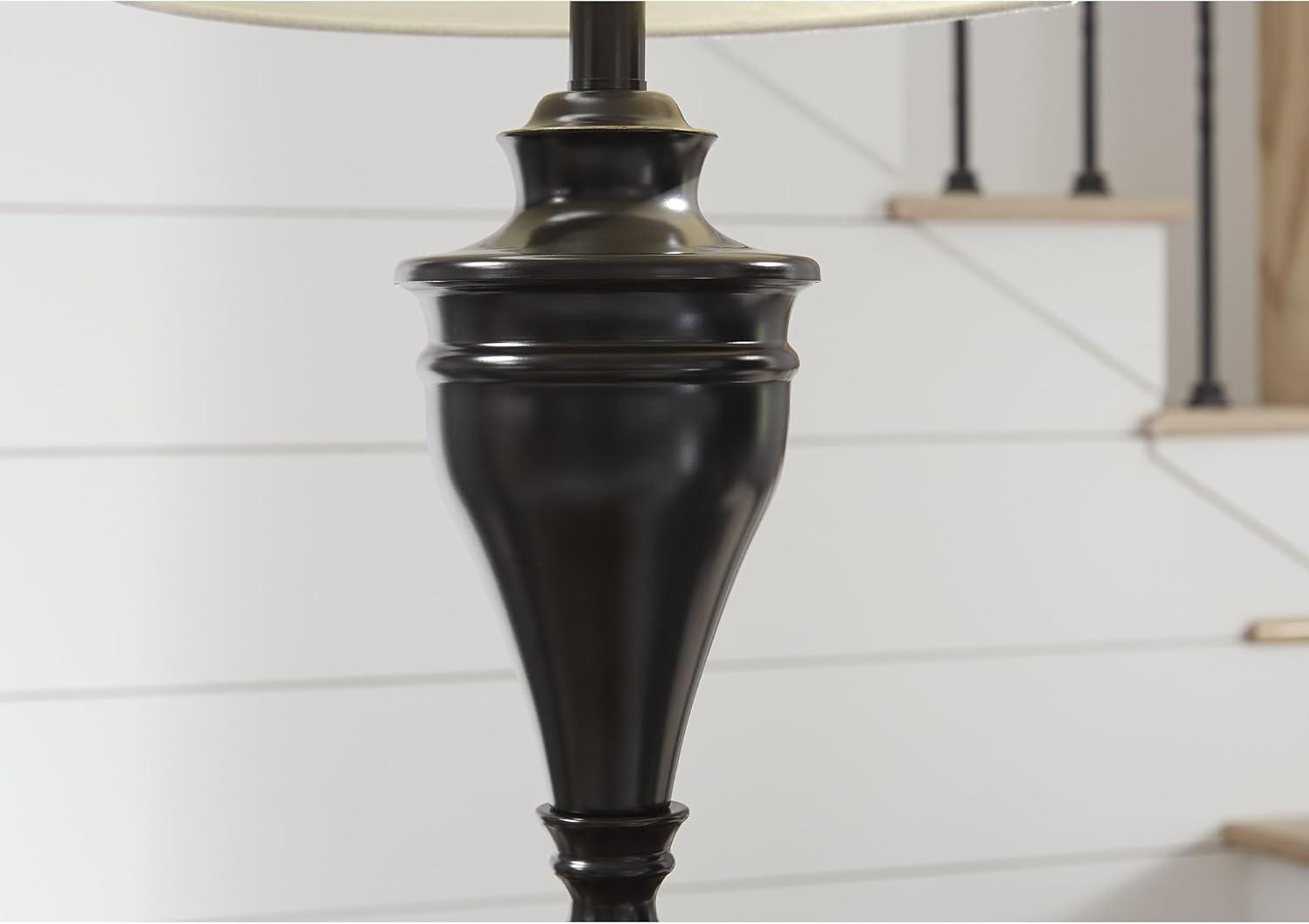 imageSignature Design by Ashley Darlita Traditional UL Listed Table Lamp with Fabric Hardback Shade and Pedestal Base 3Way Switch Metal 285quot High BronzeBronze Finish