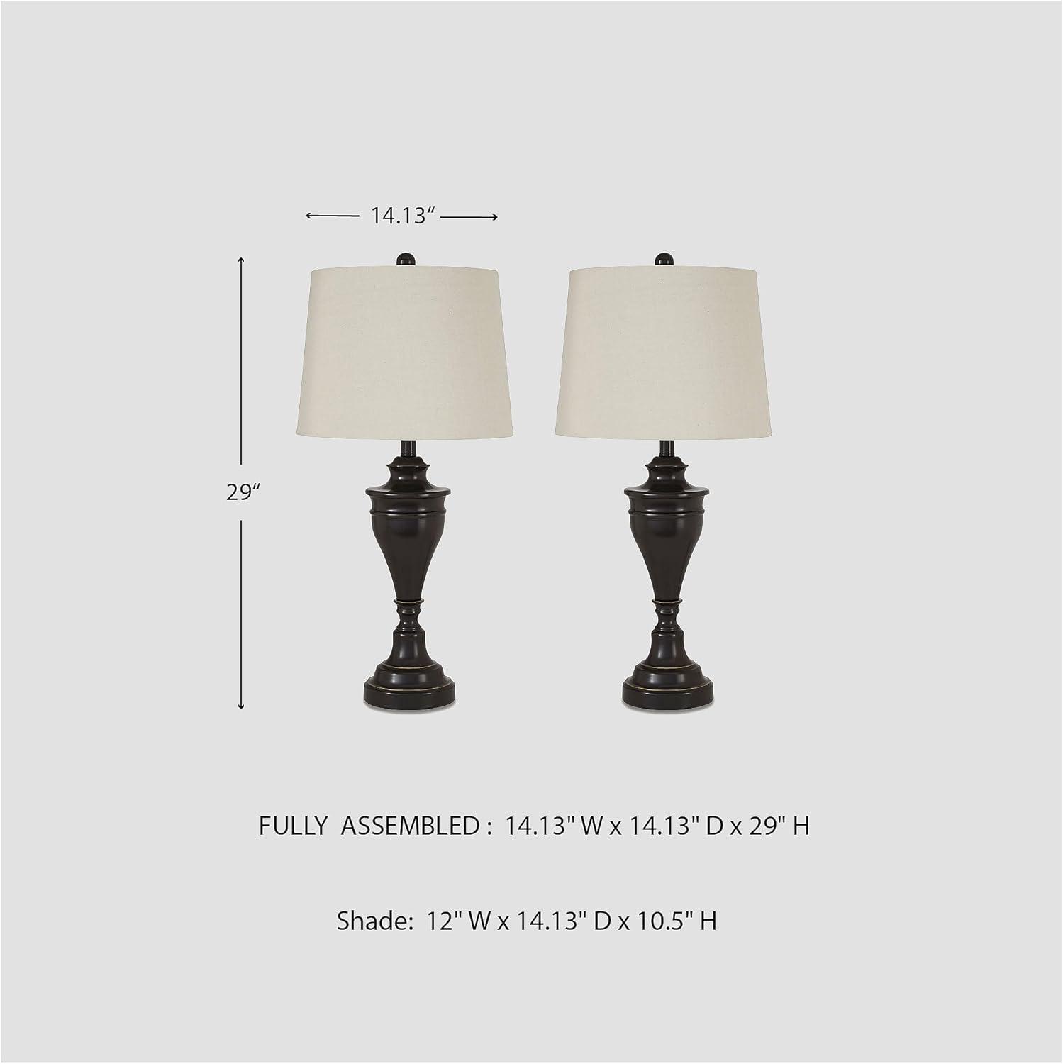 imageSignature Design by Ashley Darlita Traditional UL Listed Table Lamp with Fabric Hardback Shade and Pedestal Base 3Way Switch Metal 285quot High BronzeBronze Finish