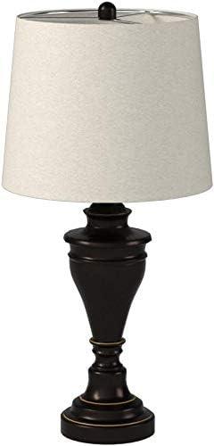 imageSignature Design by Ashley Darlita Traditional UL Listed Table Lamp with Fabric Hardback Shade and Pedestal Base 3Way Switch Metal 285quot High BronzeBronze Finish