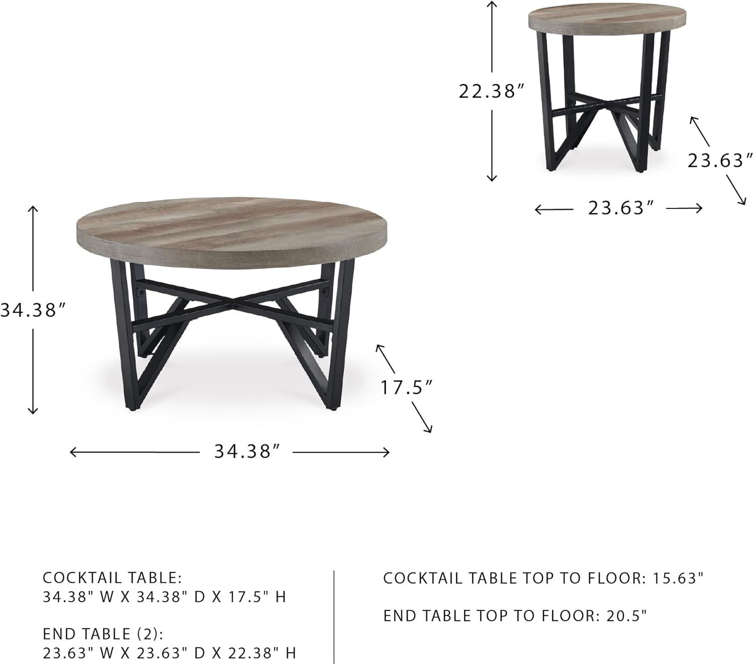 imageSignature Design by Ashley Deanlee Contemporary Table Set with Metal Frame Set of 3 Light Brown ampamp Black