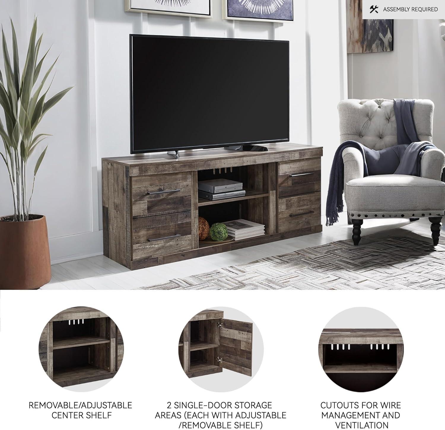 imageSignature Design by Ashley Derekson Casual TV Stand with Fireplace Option Fits TVs up to 63quot Gray