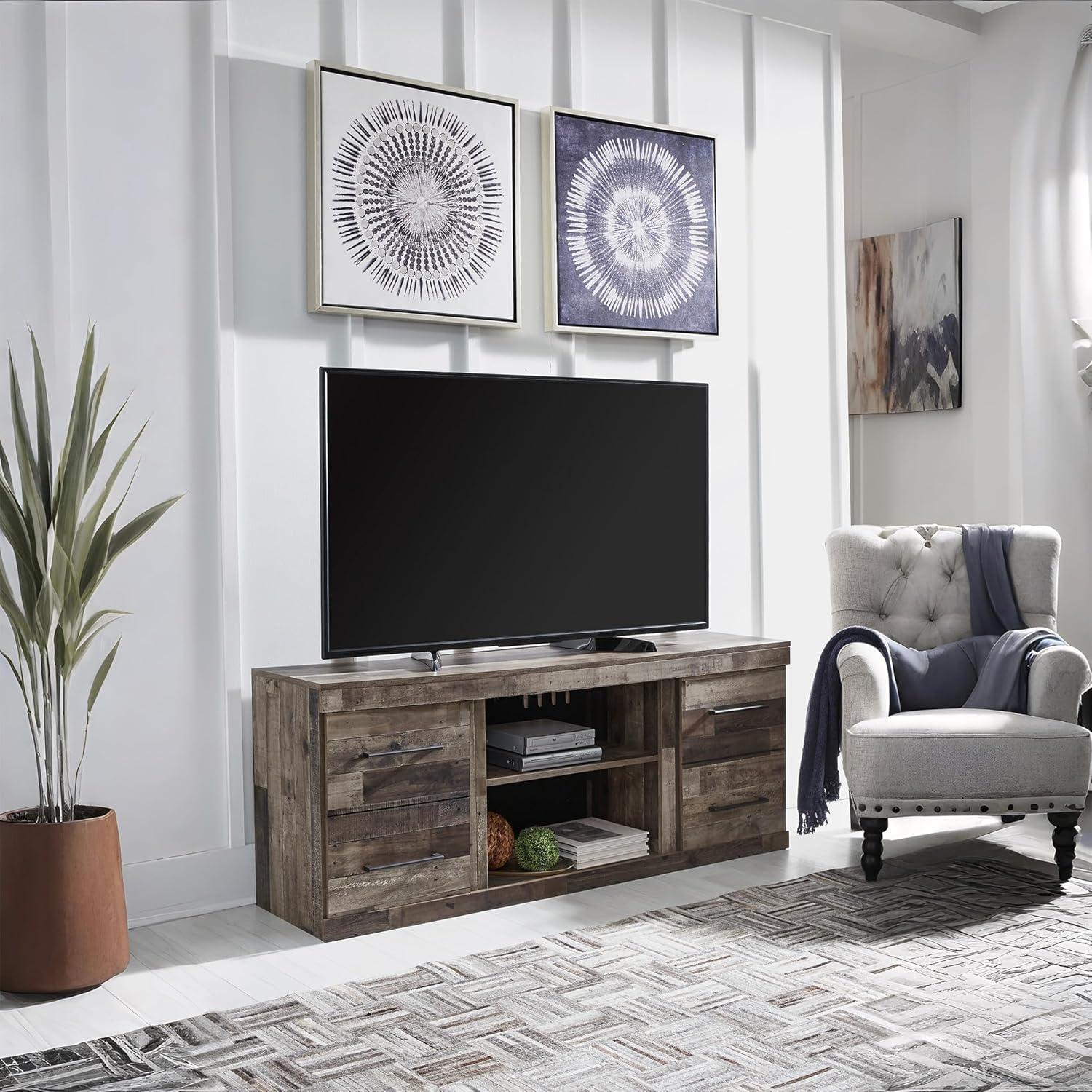 imageSignature Design by Ashley Derekson Casual TV Stand with Fireplace Option Fits TVs up to 63quot Gray