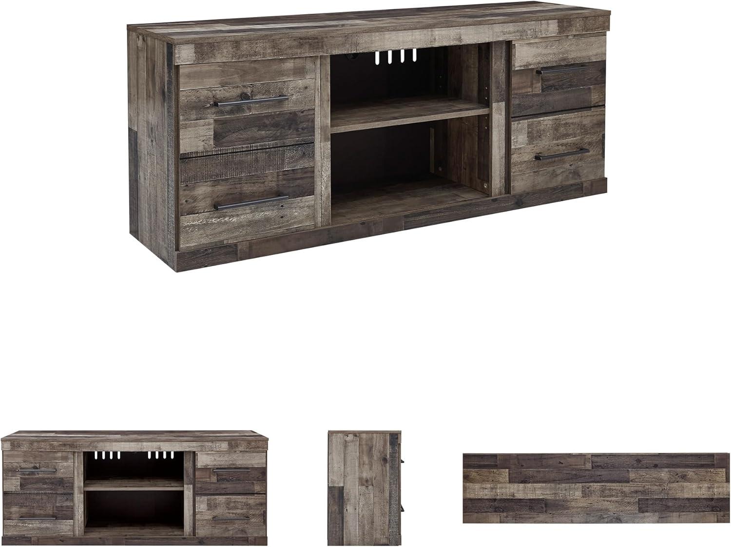 imageSignature Design by Ashley Derekson Casual TV Stand with Fireplace Option Fits TVs up to 63quot Gray