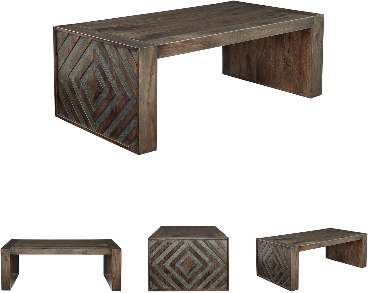 imageSignature Design by Ashley Dreggan Casual Coffee Table with Carved Diamond Pattern Dark Brown ampamp Gray