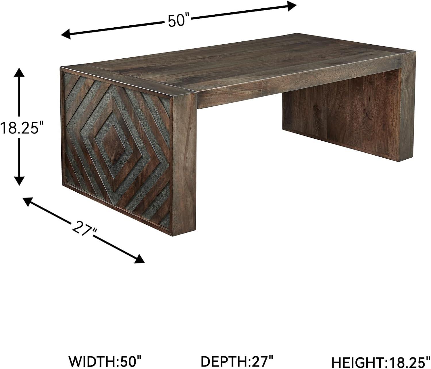imageSignature Design by Ashley Dreggan Casual Coffee Table with Carved Diamond Pattern Dark Brown ampamp Gray