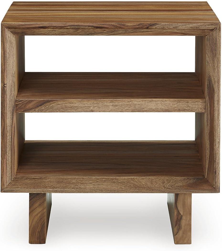 imageSignature Design by Ashley Dressonni Rustic End Table with 2 Open Shelves Light Brown