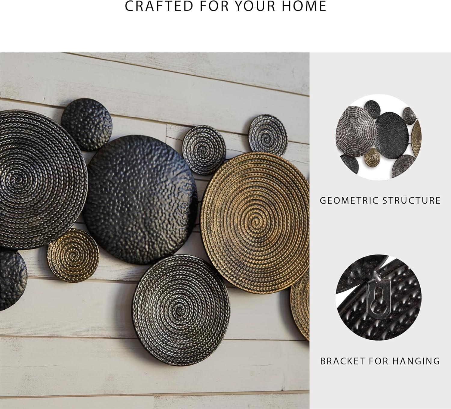 imageSignature Design by Ashley Emsley Eclectic Metal 44quot x 22quot Wall Decor Metallic Finishes Contemporary Style Modern and Geometric Black Gray ampamp Brown