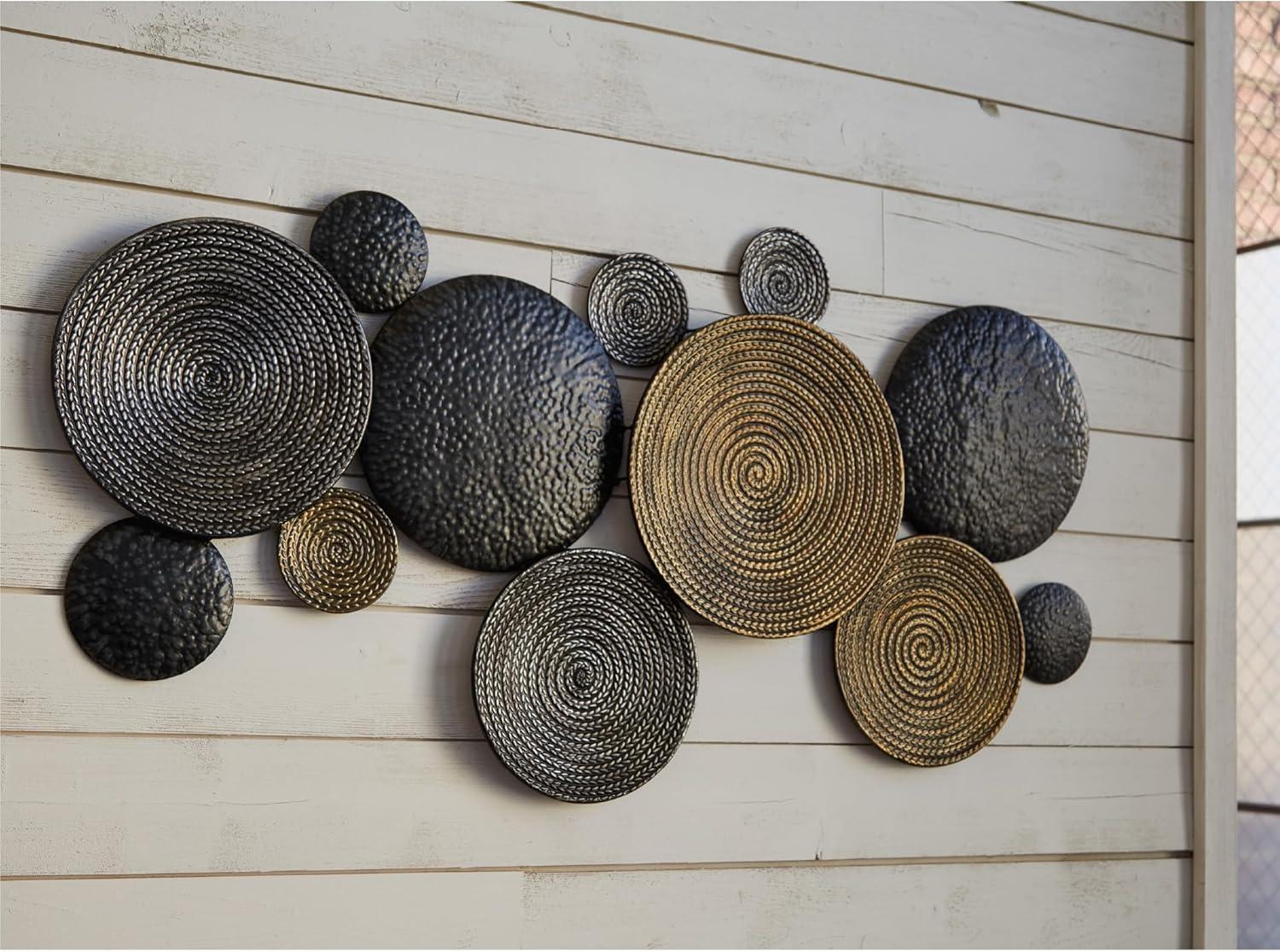 imageSignature Design by Ashley Emsley Eclectic Metal 44quot x 22quot Wall Decor Metallic Finishes Contemporary Style Modern and Geometric Black Gray ampamp Brown