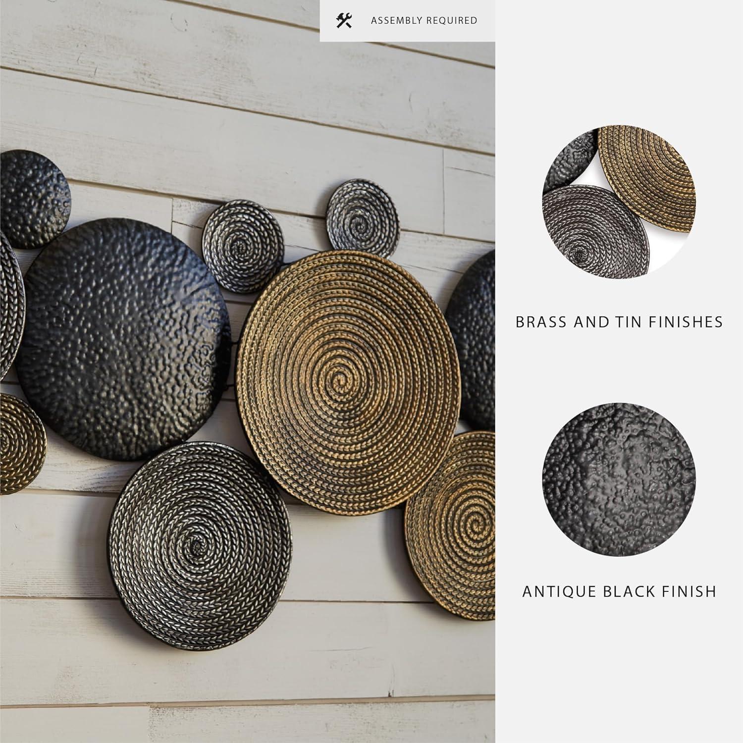 imageSignature Design by Ashley Emsley Eclectic Metal 44quot x 22quot Wall Decor Metallic Finishes Contemporary Style Modern and Geometric Black Gray ampamp Brown