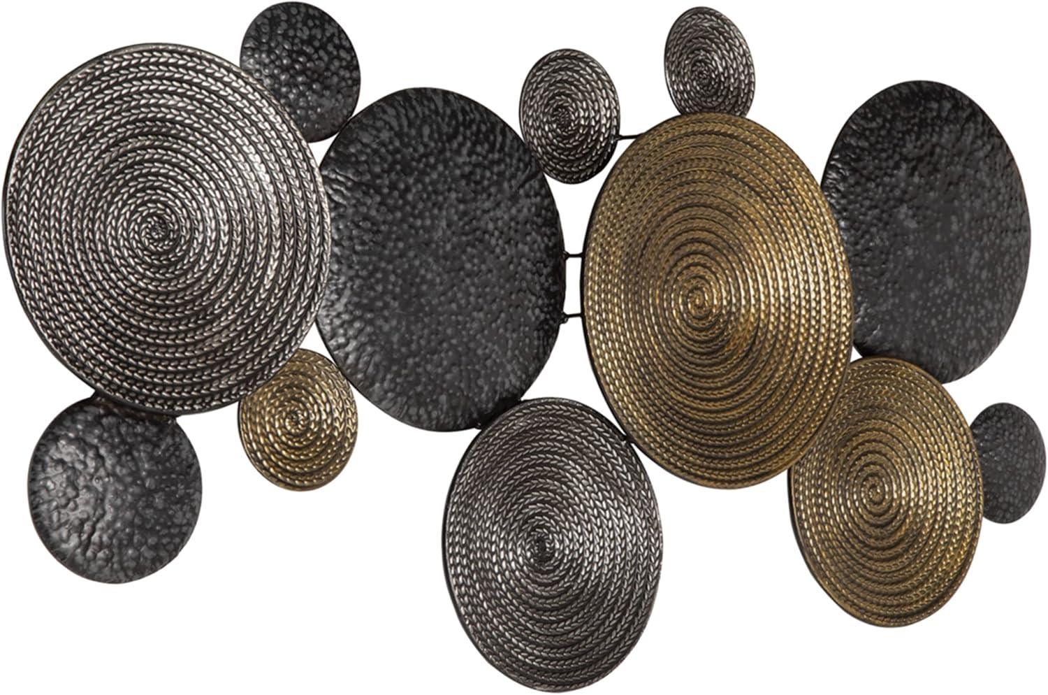 imageSignature Design by Ashley Emsley Eclectic Metal 44quot x 22quot Wall Decor Metallic Finishes Contemporary Style Modern and Geometric Black Gray ampamp Brown