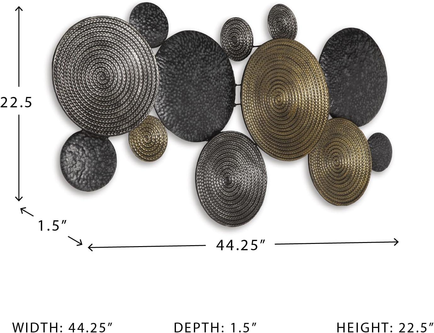 imageSignature Design by Ashley Emsley Eclectic Metal 44quot x 22quot Wall Decor Metallic Finishes Contemporary Style Modern and Geometric Black Gray ampamp Brown