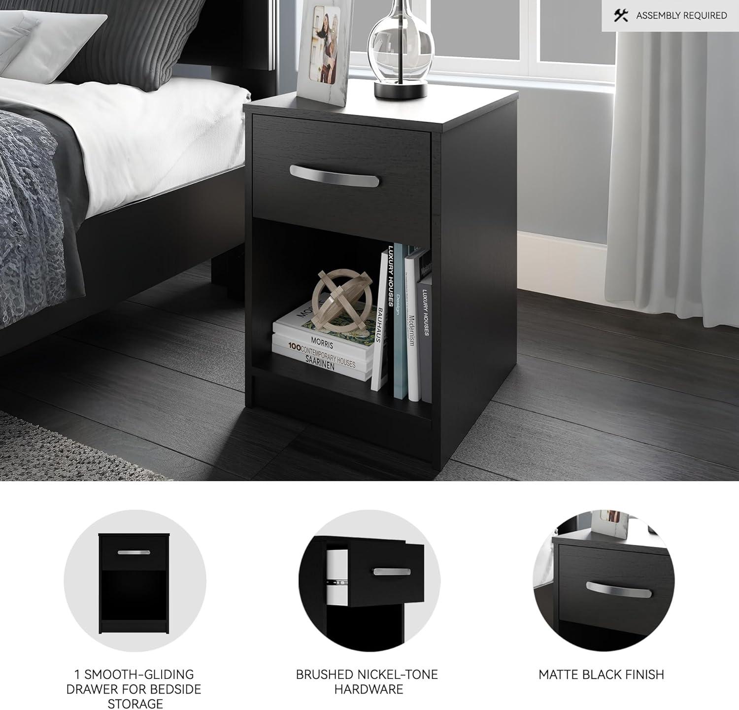 imageSignature Design by Ashley Flannia Scandanavian 1 Drawer Night Stand Vintage GrayBlack