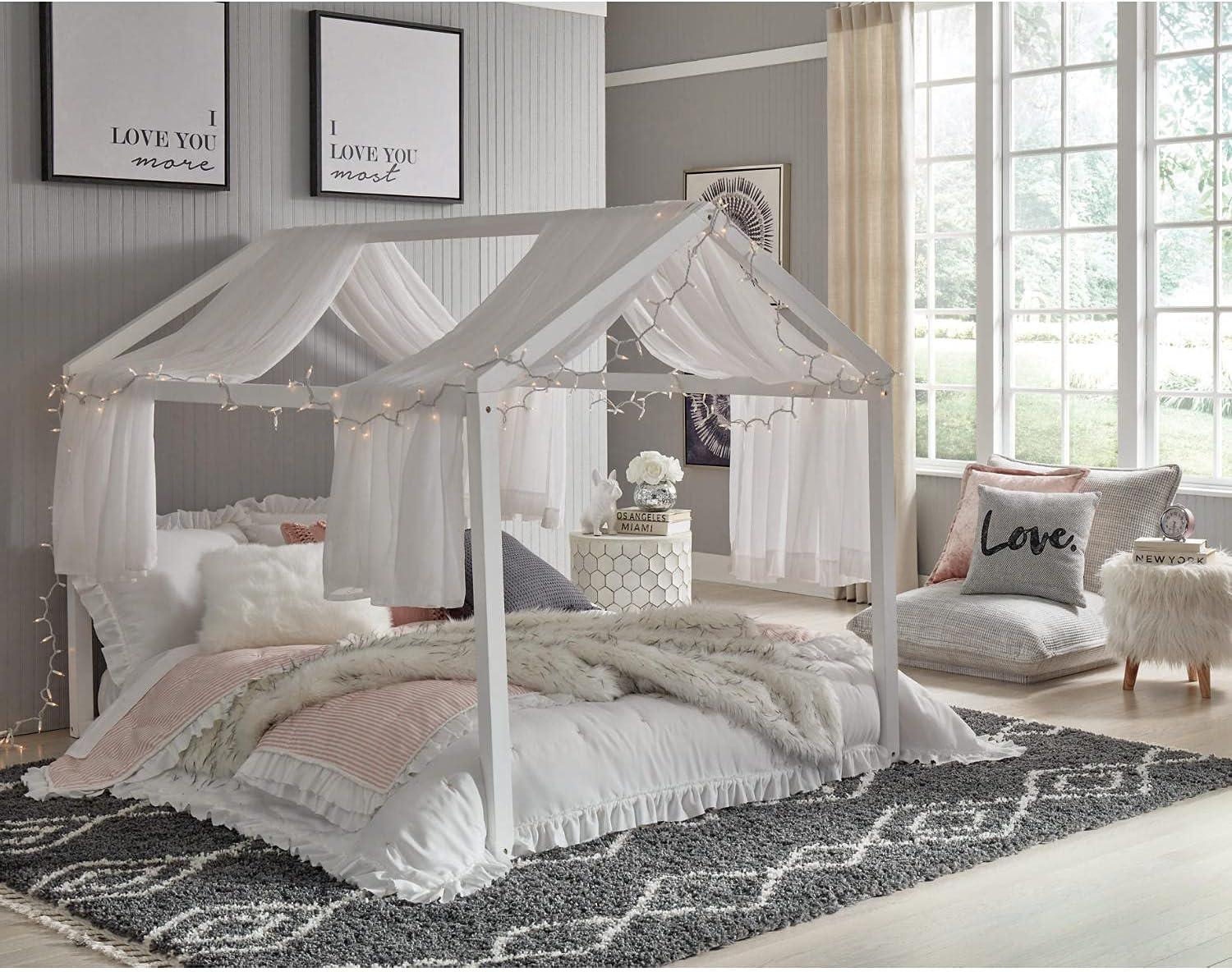 imageSignature Design by Ashley Flannibrook Contemporary House Bed Frame Twin WhiteWhite