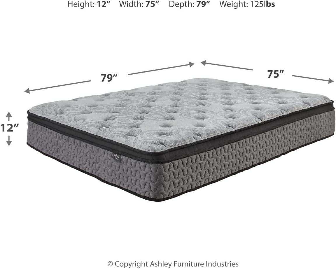 imageSignature Design by Ashley Full Size Augusta2 Mattress 12 Inch Euro Pillow Top Hybrid Mattress with Lumbar Support Gel Memory Foam Fiberglass Free Mattress In A BoxKing
