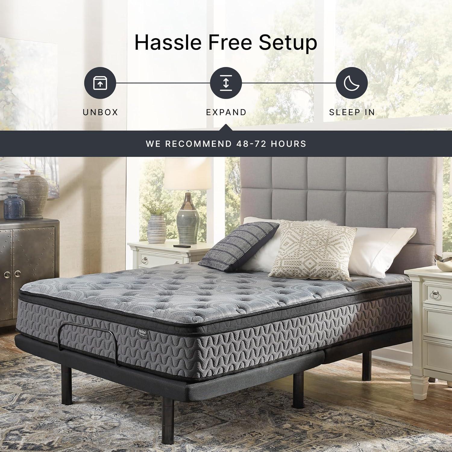 imageSignature Design by Ashley Full Size Augusta2 Mattress 12 Inch Euro Pillow Top Hybrid Mattress with Lumbar Support Gel Memory Foam Fiberglass Free Mattress In A BoxKing