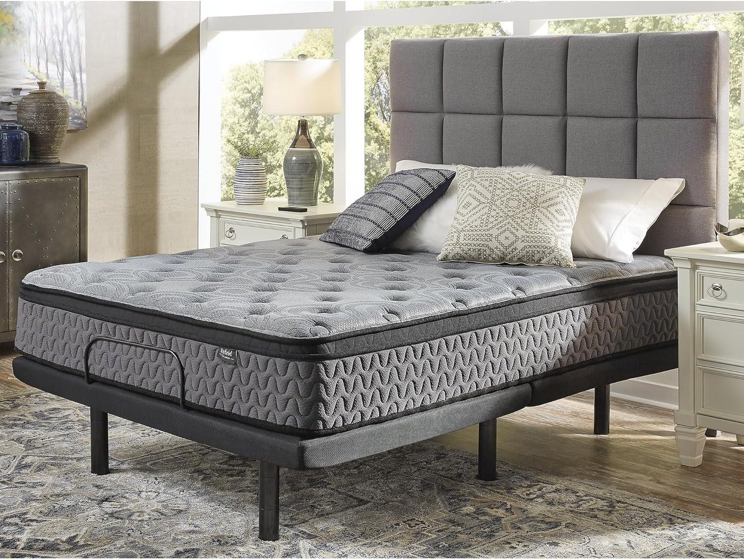 imageSignature Design by Ashley Full Size Augusta2 Mattress 12 Inch Euro Pillow Top Hybrid Mattress with Lumbar Support Gel Memory Foam Fiberglass Free Mattress In A BoxQueen