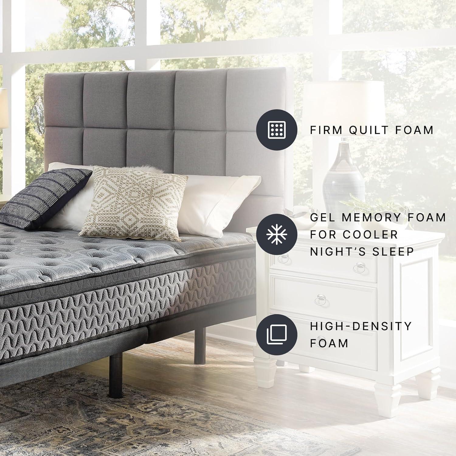 imageSignature Design by Ashley Full Size Augusta2 Mattress 12 Inch Euro Pillow Top Hybrid Mattress with Lumbar Support Gel Memory Foam Fiberglass Free Mattress In A BoxKing