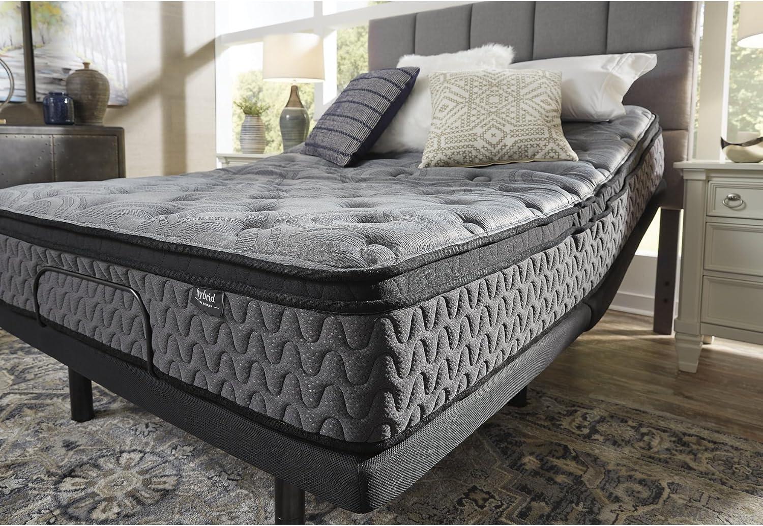 imageSignature Design by Ashley Full Size Augusta2 Mattress 12 Inch Euro Pillow Top Hybrid Mattress with Lumbar Support Gel Memory Foam Fiberglass Free Mattress In A BoxQueen