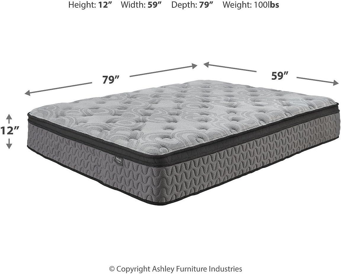 imageSignature Design by Ashley Full Size Augusta2 Mattress 12 Inch Euro Pillow Top Hybrid Mattress with Lumbar Support Gel Memory Foam Fiberglass Free Mattress In A BoxQueen