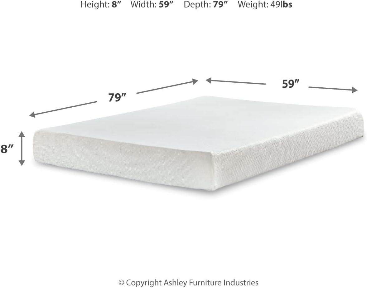 imageSignature Design by Ashley Full Size Chime 8 Inch Medium Firm Gel Memory Foam Mattress with Green Tea ampamp Charcoal Extract Fiberglass Free Mattress In A BoxQueen