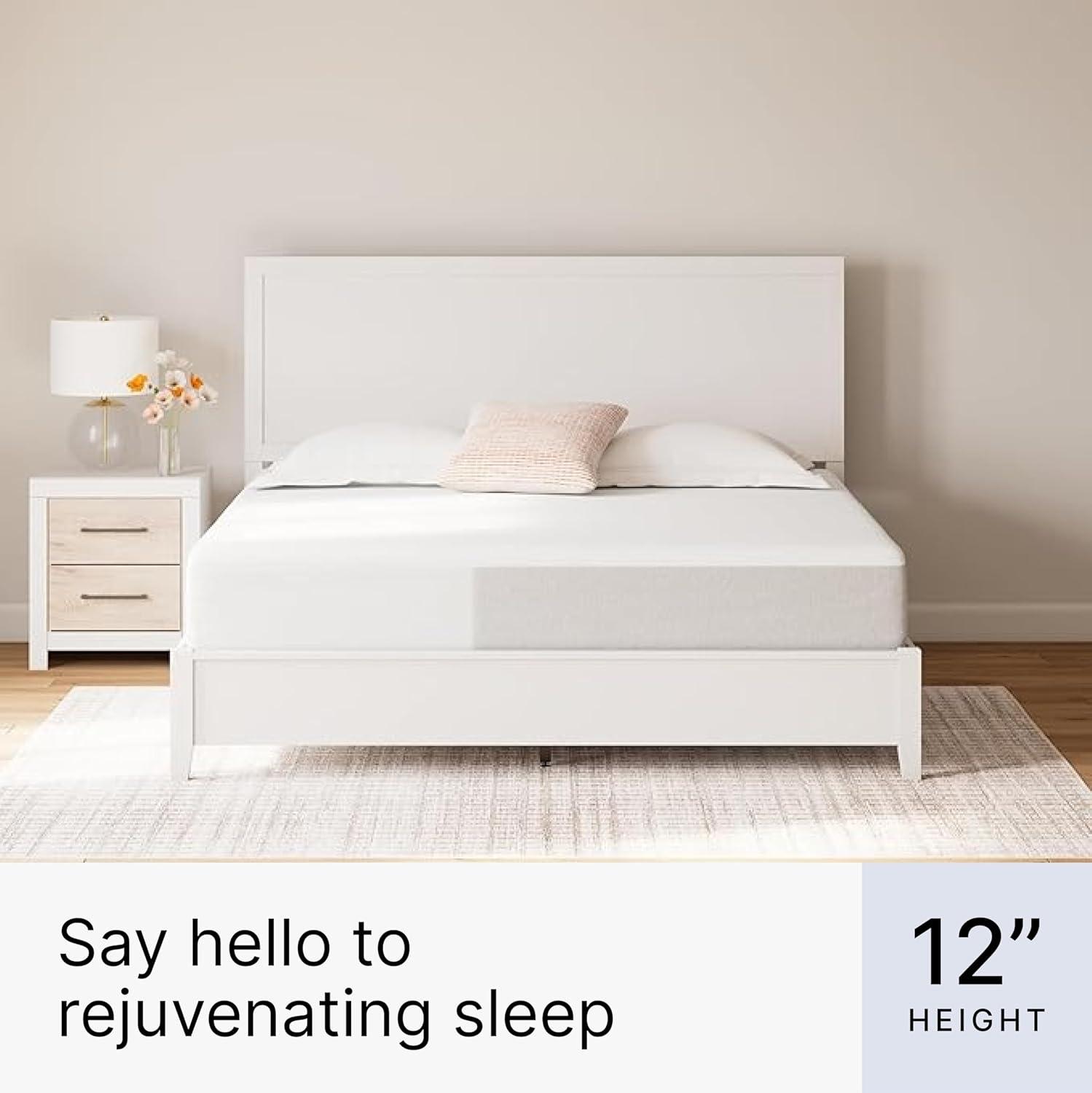 imageSignature Design by Ashley Full Size Chime 8 Inch Medium Firm Gel Memory Foam Mattress with Green Tea ampamp Charcoal Extract Fiberglass Free Mattress In A BoxKing