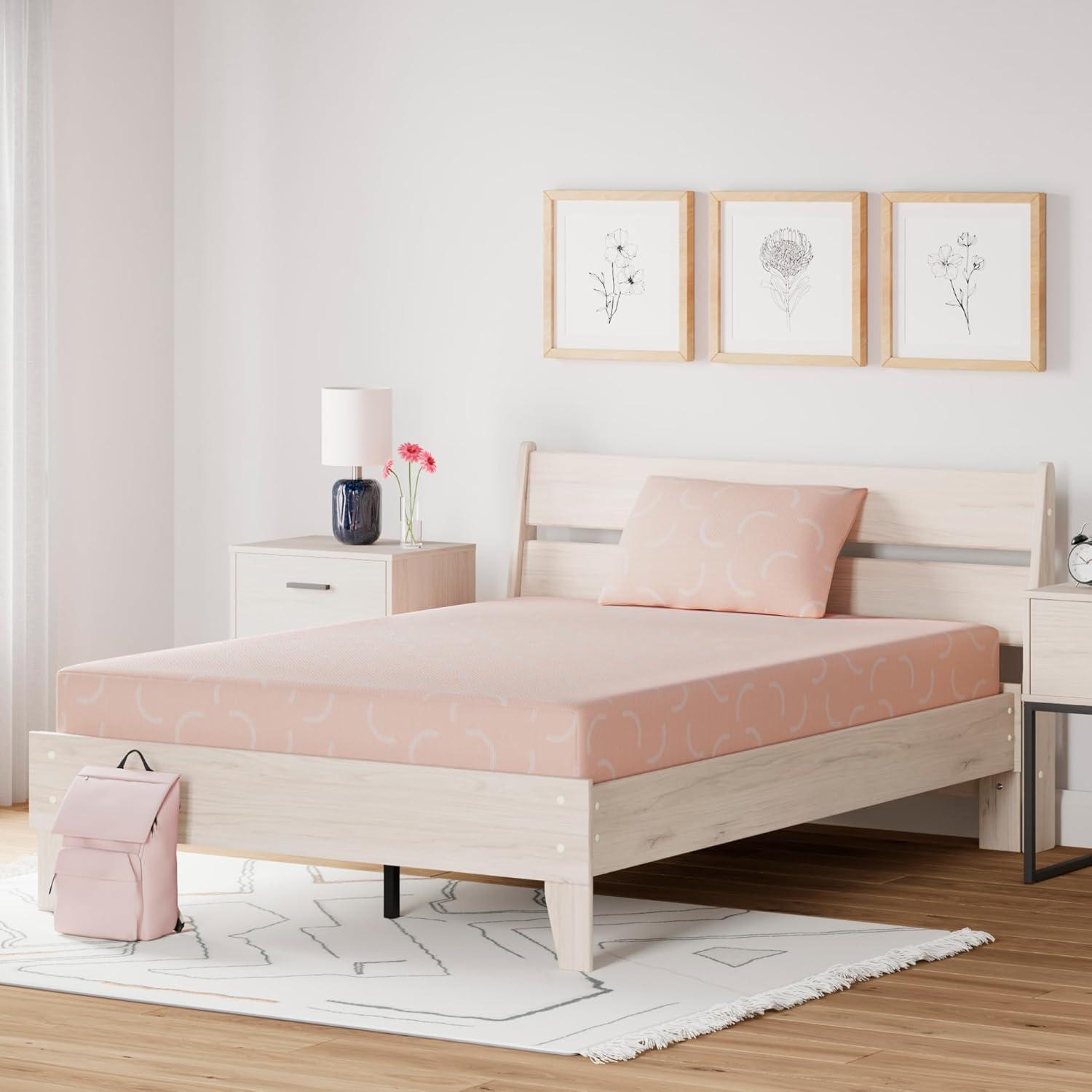 imageSignature Design by Ashley Full Size Chime 8 Inch Medium Firm Gel Memory Foam Mattress with Green Tea ampamp Charcoal Extract Fiberglass Free Mattress In A BoxTwin