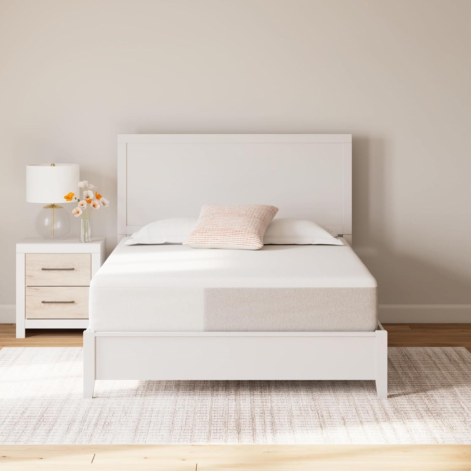 imageSignature Design by Ashley Full Size Chime 8 Inch Medium Firm Gel Memory Foam Mattress with Green Tea ampamp Charcoal Extract Fiberglass Free Mattress In A BoxQueen
